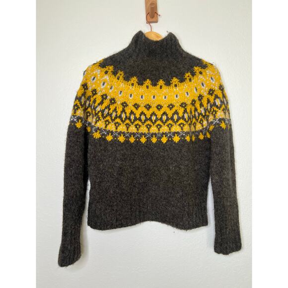 Banana Republic Rhea Fair Isle Sweater in Earth Brown Size Medium Wool Nordic - Picture 5 of 5